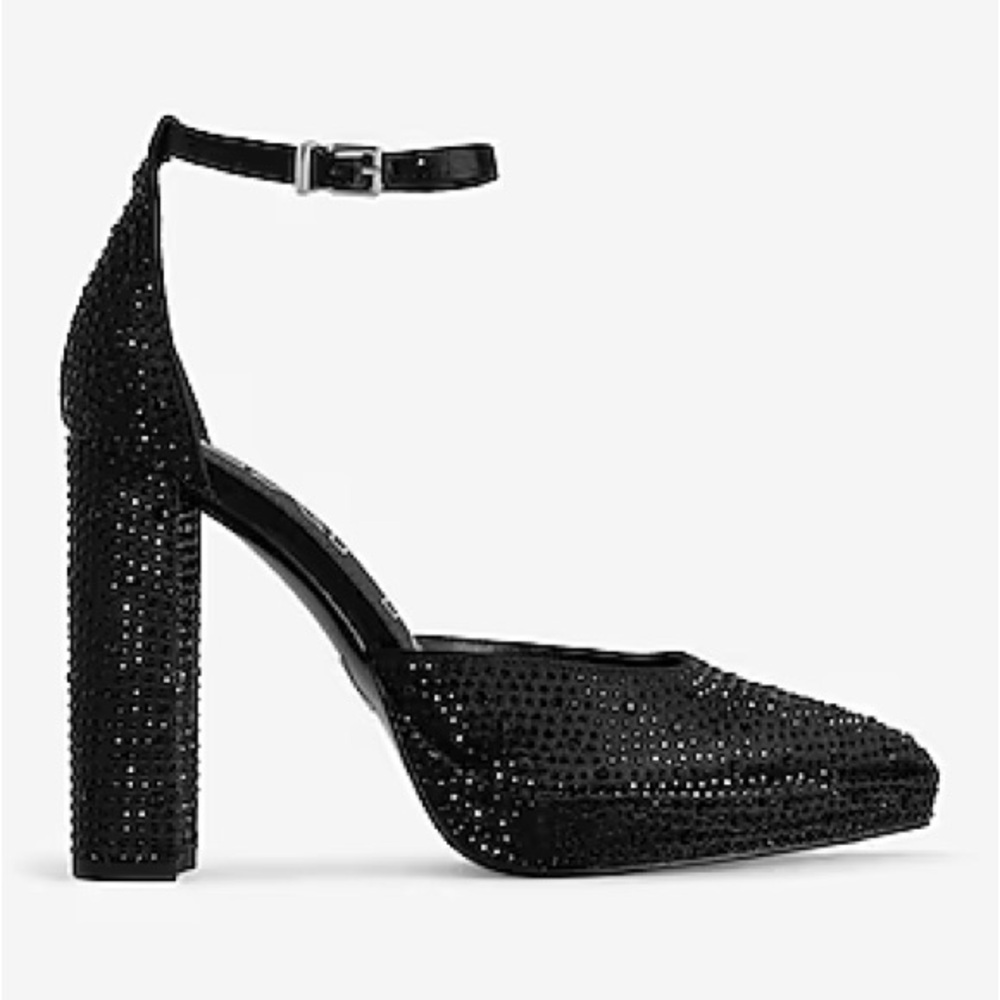 Express Rhinestone Closed Pointed Toe Platform Pumps‎